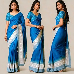Elegant Blue Printed Saree