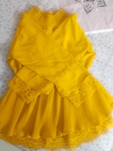 Yellow Lace Trim Dress