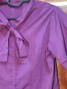 Purple Tie-Neck Blouse