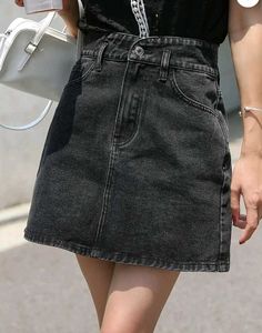 Black/Grey Denim Mini Skirt