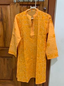 Orange Embroidered Kurti