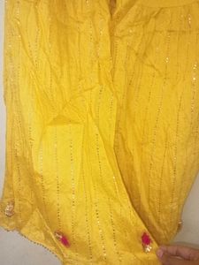 Yellow Embroidered Kurta with Dupatta💛