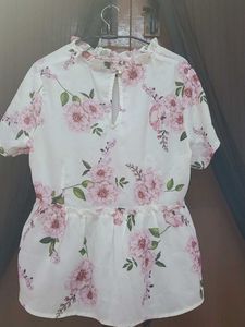 Floral Ruffle Trim Top