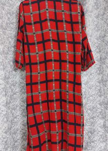 Kurta Red Plaid Midi Dress