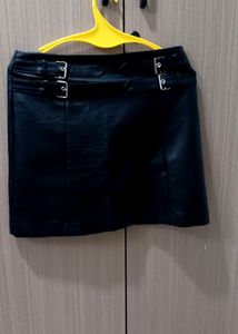 Fancy Party Wear Leather Faux Black Skirt