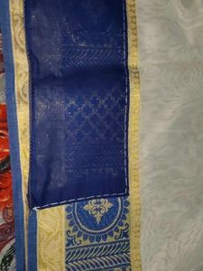 Elegant White &amp; Blue Saree
