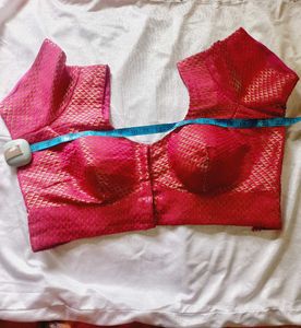 Pink Brocade Saree Blouse