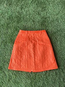 Leather Like Orange Skirt