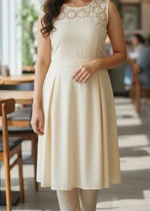 Chic Cream Fit & Flare one piece length above knee