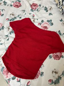 Red Square Neck Top