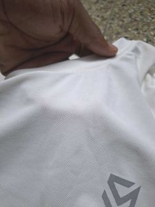 Half Sleeve White T-Shirt For Sports And Gym Wear.