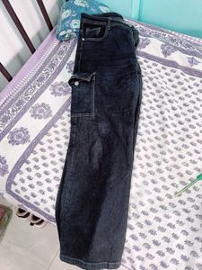 Black Dyed Cargo Jeans