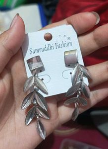 Silver Leaf Drop Earrings