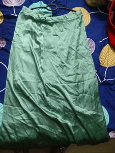 Green Satin Midi Skirt