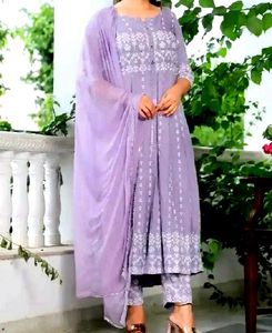Lavender Anarkali 3 Piece Suit Set