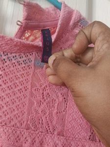 Pink Lace Peplum Top