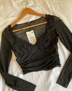 Zara Mesh Long Sleeve Top