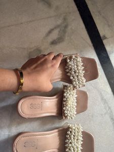 Pearl Embellished Slides  [ only 1 pair]