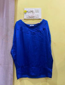 Elegant Blue Top Front Satin Back Cotton