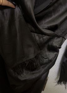 Black Feather satin Trim Mini Dress