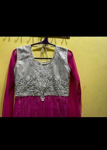 Pink Net Kurta Suit Set