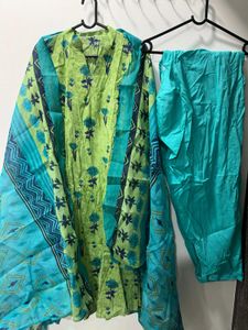 Green and Blue Kurta Set