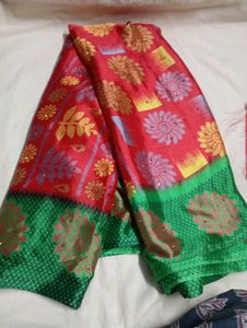 stone work creap red new saree