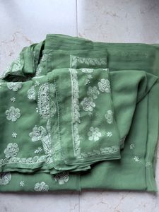 Unused Lukhnowi Work Saree
