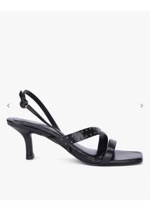Black Studded Kitten Heel Sandals