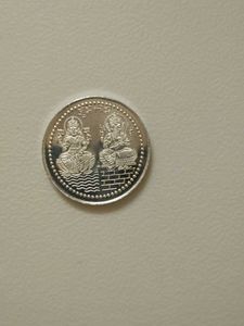 Silver lakshmi ganesh coin