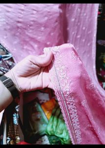 Pink Embroidered saree