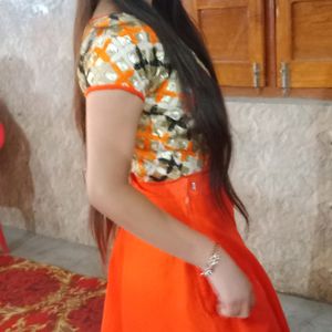 Orange Beautiful Lehenga Full Umbrella Skirt