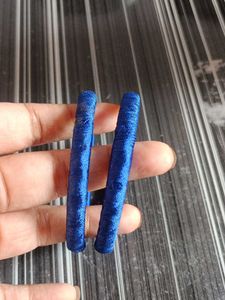 Blue &amp; Gold Silk Thread Bangles