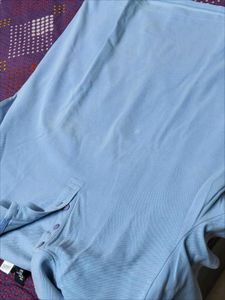 Adidas Men Blue Cotton Mix Polo Shirt