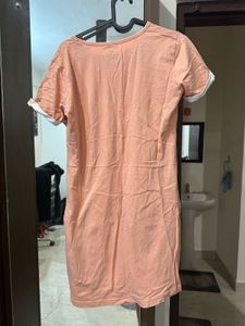 Peach T-Shirt Dress Bunny Print