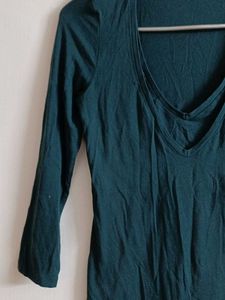 Green Deep V-Neck Top