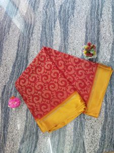 Red & Yellow Saree Cotton Few Times Used 🦋