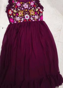 Purple Embroidered Party Gown