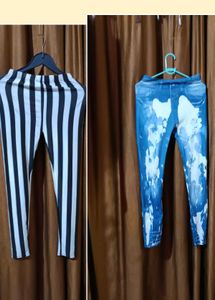 Combo Of 2 Printed Leggings A Blue N  Black  White