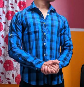 Blue Checkered Shirt - Size S | Smart Casual Fit