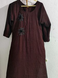 Burgundy Embellished Tunic Dress