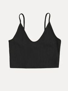 Black spaghetti crop top