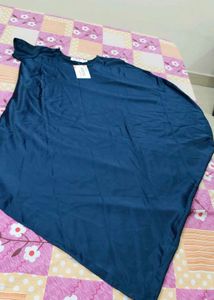 Navy Blue Satin Finish Cowl Dress