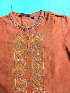 Red Embroidered Kurta