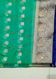 Green &amp; Sky Saree