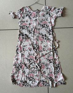 Flora Printed Round  White  Kurti
