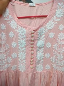 Peach Embroidered Kurti