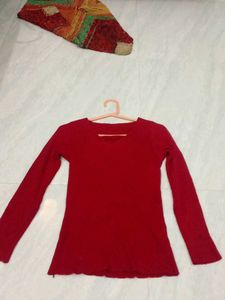 Red Long Sleeve Top