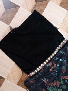 Floral Black Velvet Two-Piece Set