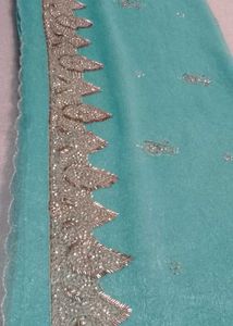 Teal Saree with Silver Embellishments
